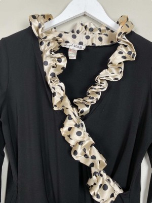 Joseph Rilkoff sort bluse med prikket kant