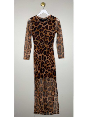 Qnuz leopard kjole str.s