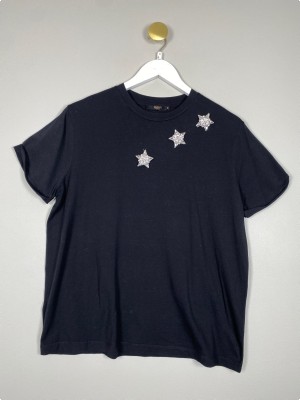 Seventy S/M <br/> sort t-shirt med stjerner
