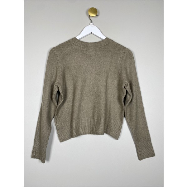 H&M sweater str. S <br/b> taupe sweater med guldknapper - Billede 3