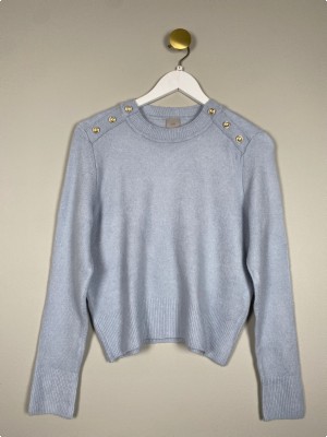 H&M sweater str. S <br/b> lys sweater med guldknapper