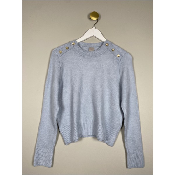 H&M sweater str. S <br/b> lys sweater med guldknapper