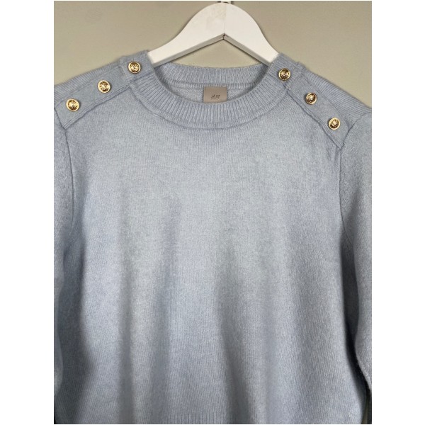 H&M sweater str. S <br/b> lys sweater med guldknapper - Billede 3