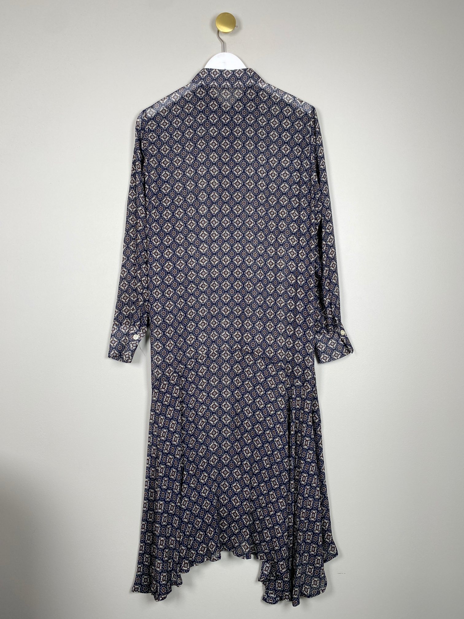 Sand str. 38 <br/> lang mønstret kjole, semi transparent - Billede 3