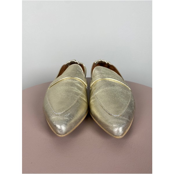 Shoedesign str. 39 <br/b> champagnefarvet sko - Billede 2