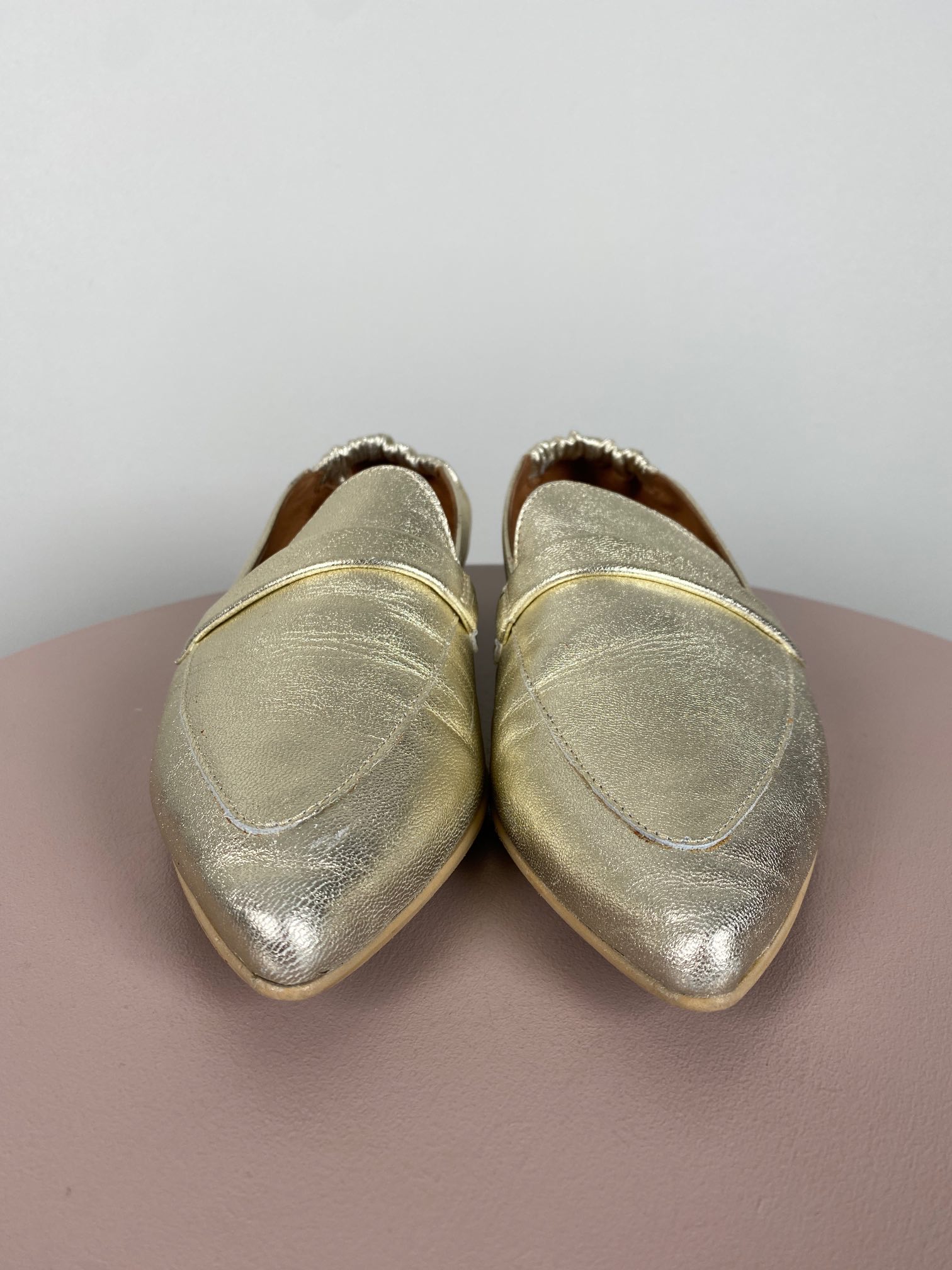Shoedesign str. 39 <br/b> champagnefarvet sko - Billede 2