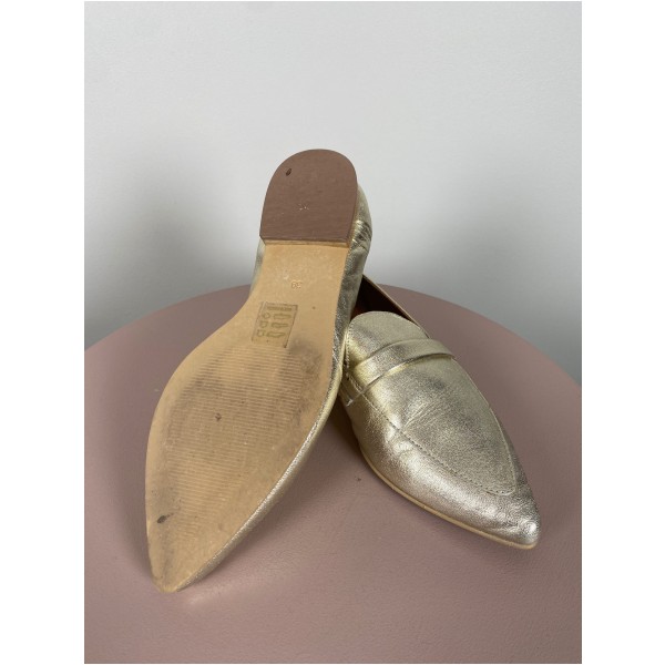Shoedesign str. 39 <br/b> champagnefarvet sko - Billede 4