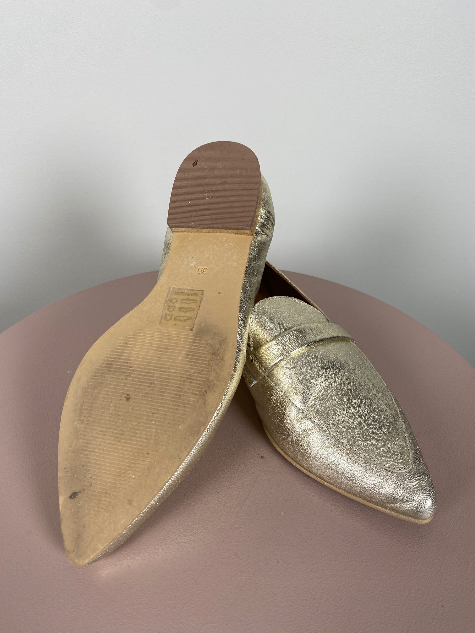 Shoedesign str. 39 <br/b> champagnefarvet sko - Billede 4