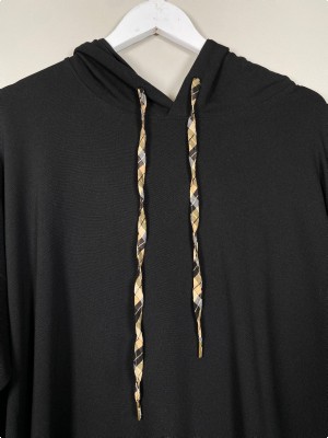 Luxzuz str. XXL <br/b> lang sort sweatshirt kjole