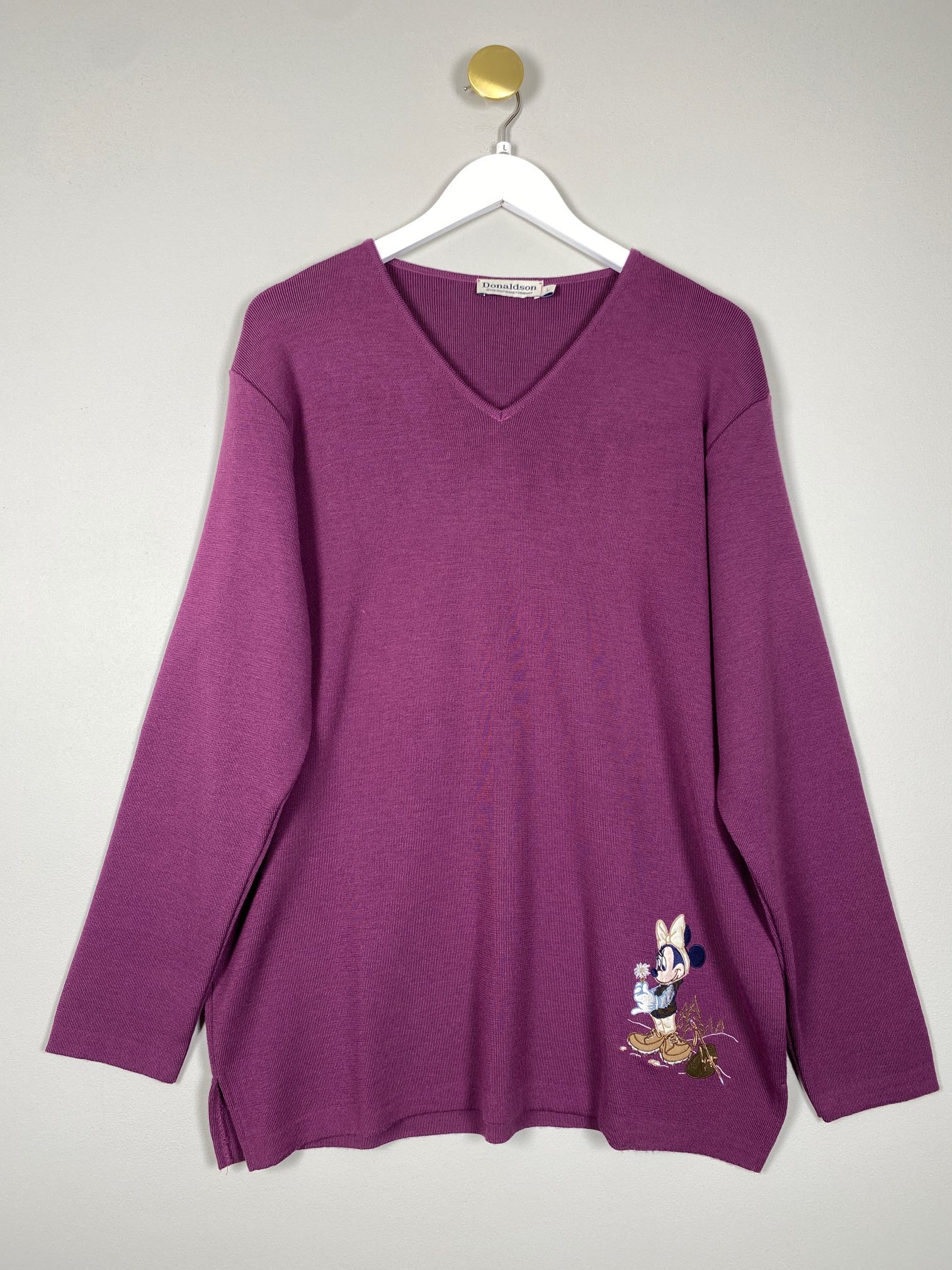 Donaldson lilla strik med mini mouse figur str. L