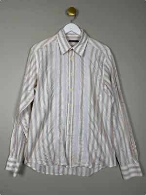 Kashmir str. L <br/> hvid skjorte med striber