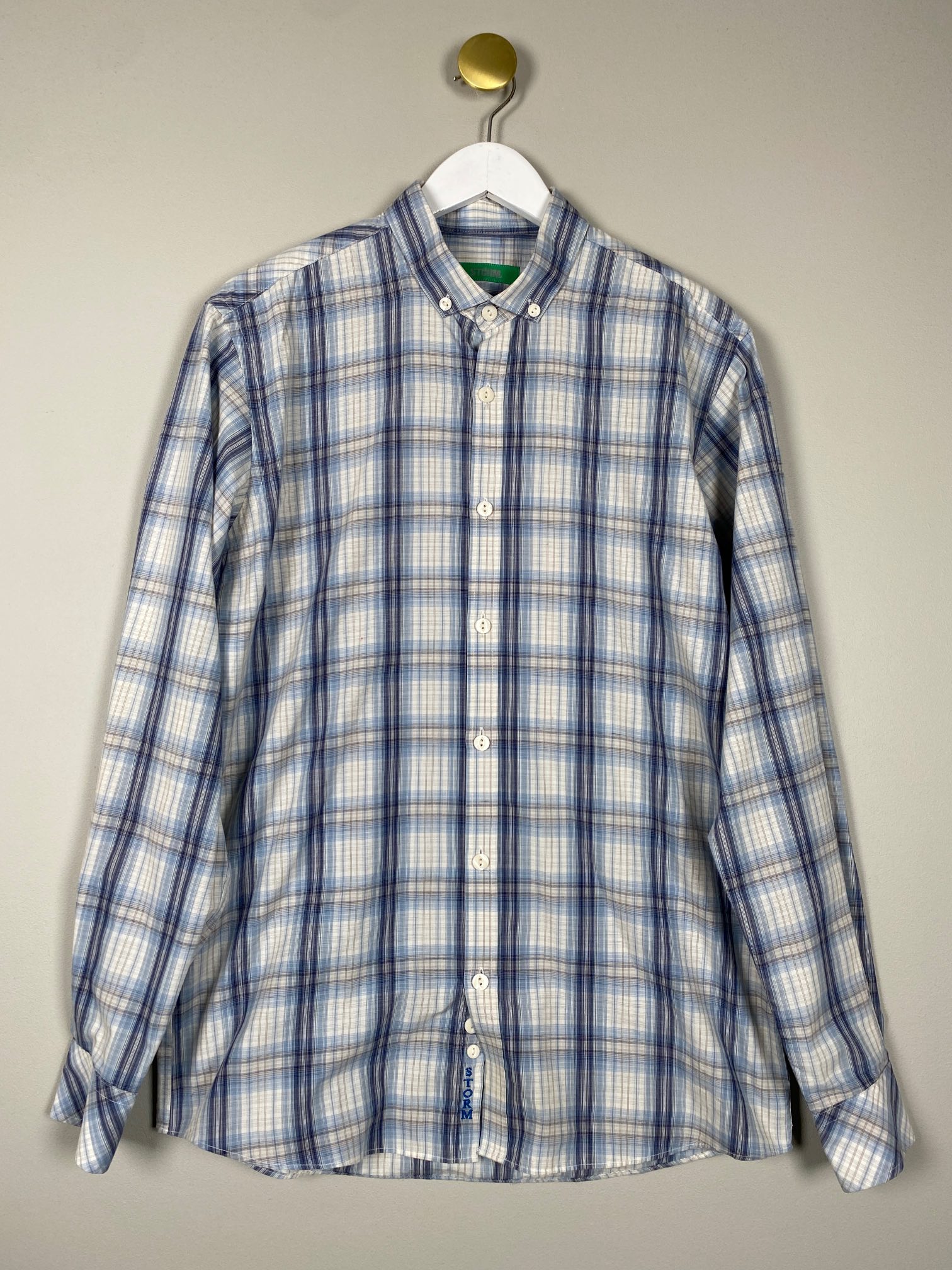 Storm str. M <br/> blåternet skjorte