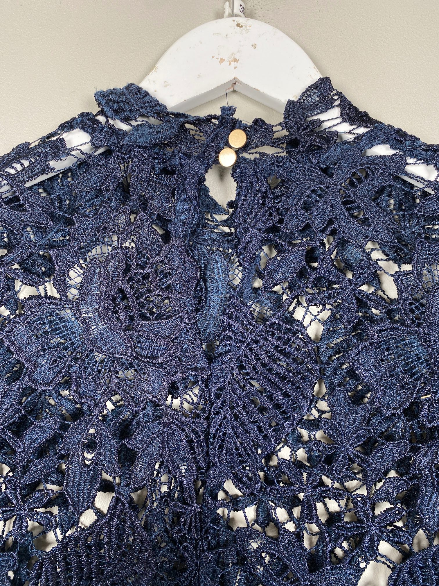 Blå blondebluse str. 36 - Billede 4