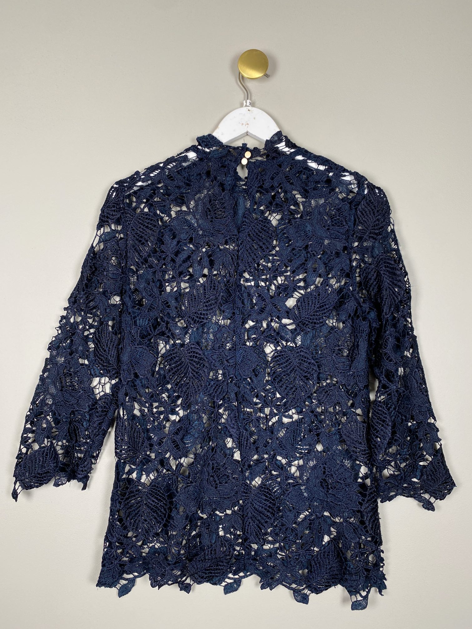 Blå blondebluse str. 36 - Billede 3