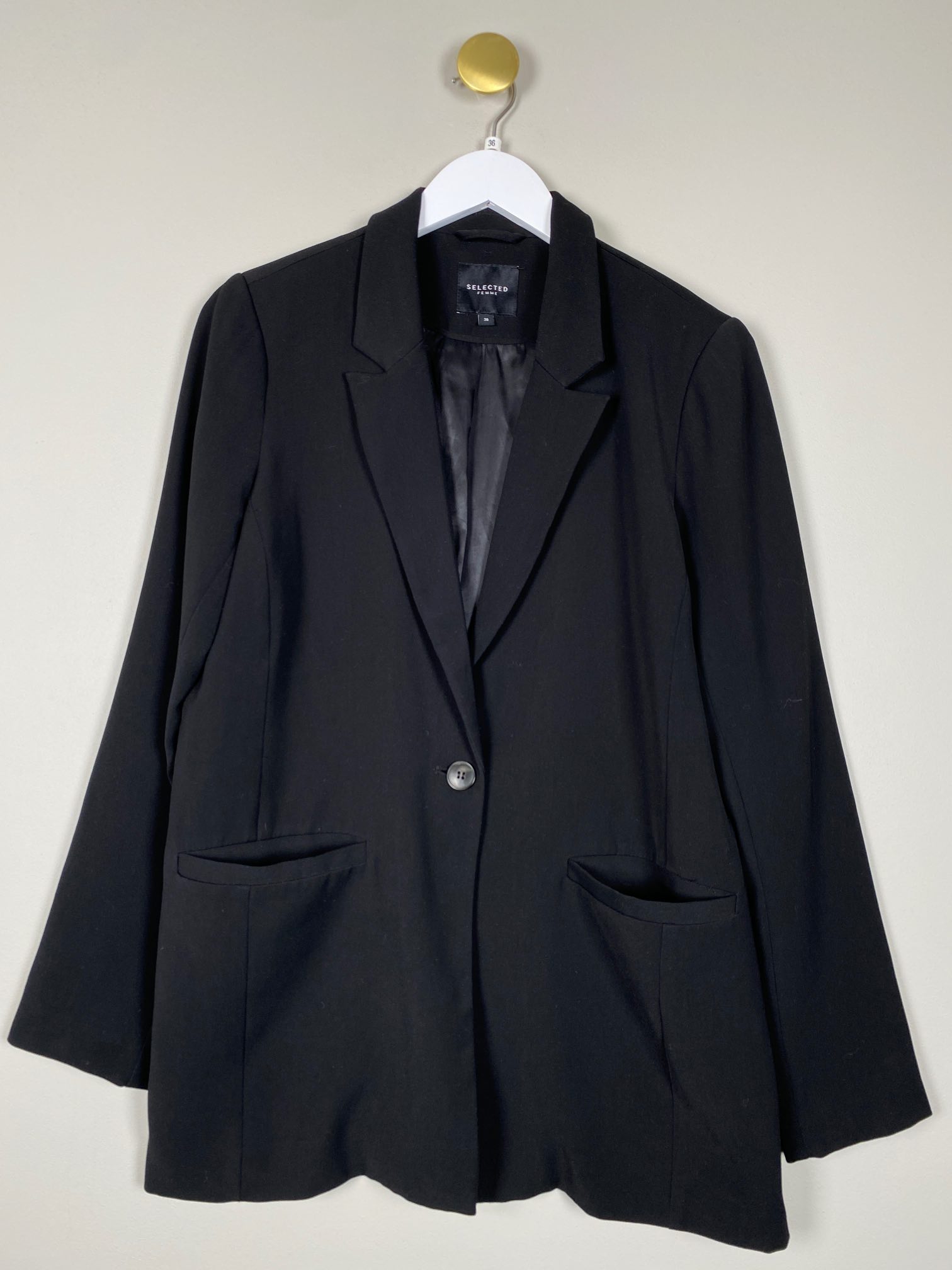 Selected Femme str. 36 <br/> sort blazer med lommer