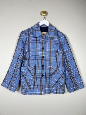 Mos Mosh str. 38 <br/> blå, ternet blazer med lommer