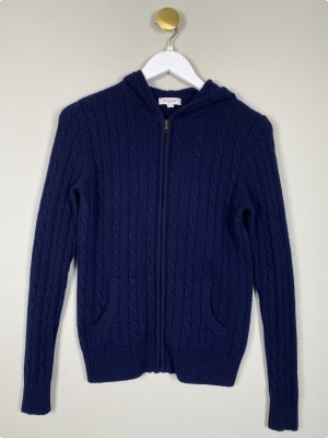 Phil og Wee str. S <br/>  mørkeblå strik med lynlås