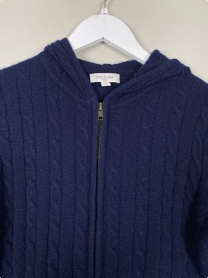 Phil og Wee str. S <br/>  mørkeblå strik med lynlås