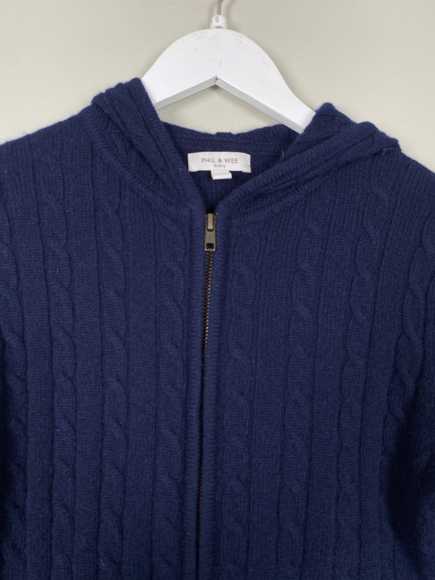 Phil og Wee str. S <br/>  mørkeblå strik med lynlås - Billede 2