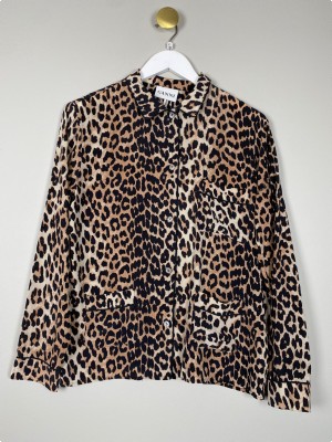 Ganni str. XS <br/> Skjorte leopardprint med lommer