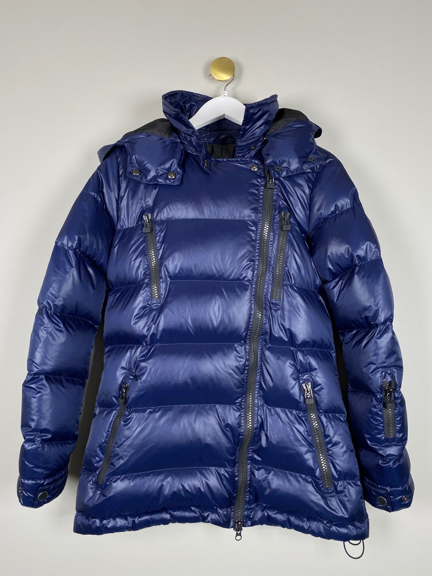 SOS str. 34 <br/> blå vinterjakke