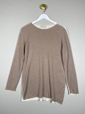 Le Tricot Perugia str. M <br/> beige offwhite bluse i uld