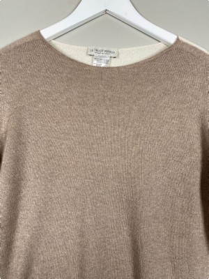 Le Tricot Perugia str. M <br/> beige offwhite bluse i uld