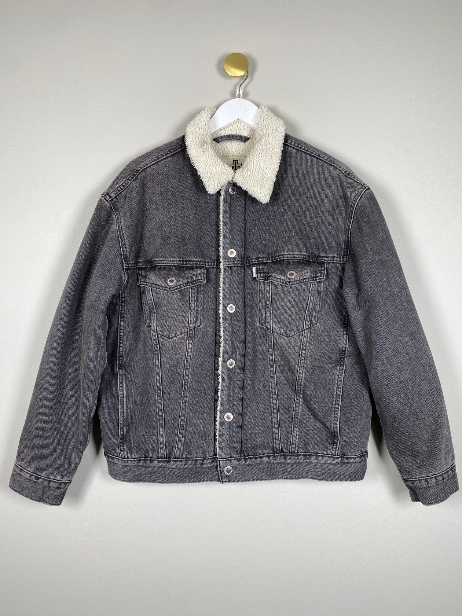 Levis str. S <br/> Grå Cowboy jakke med teddy foer