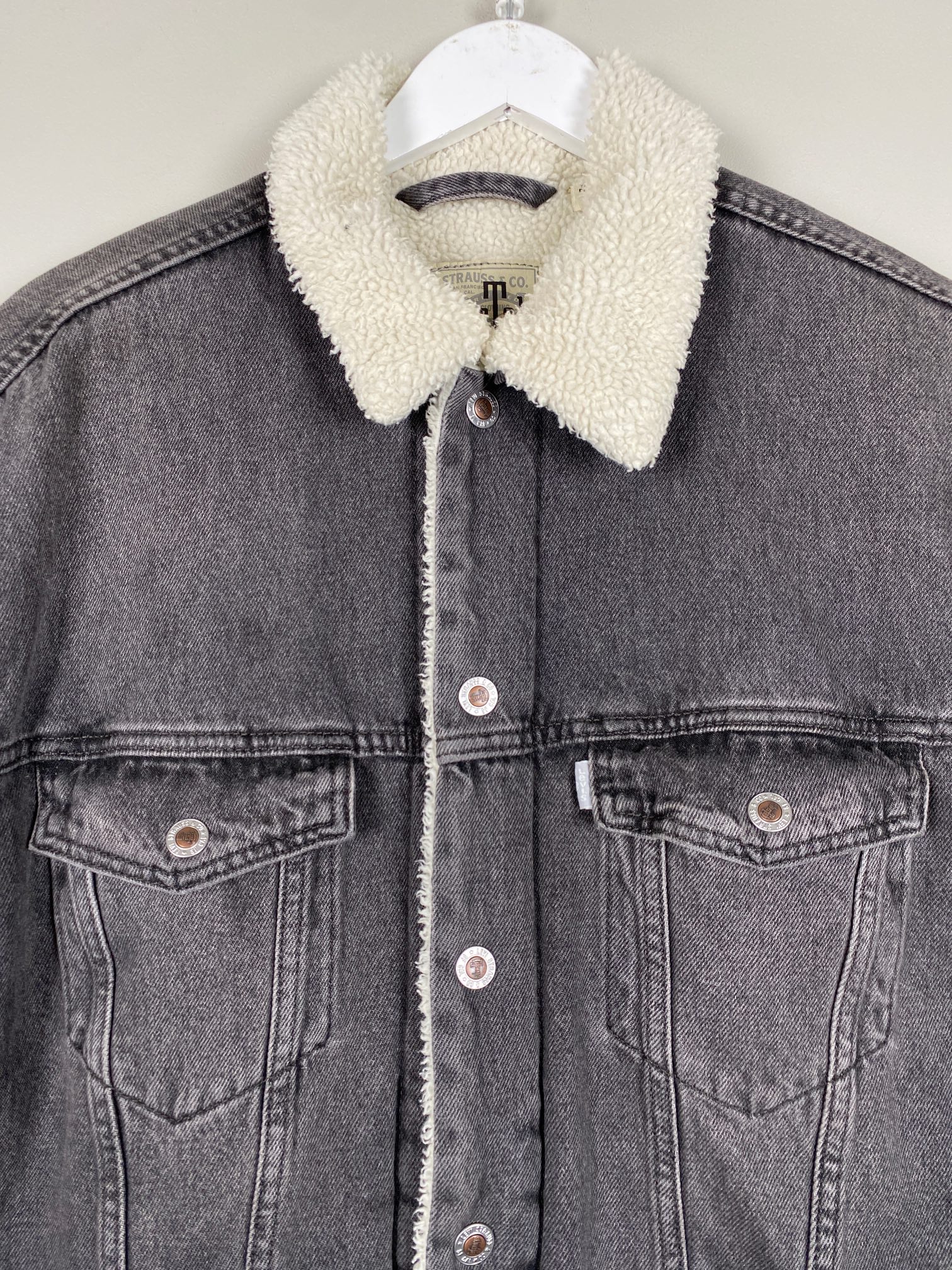 Levis str. S <br/> Grå Cowboy jakke med teddy foer - Billede 2