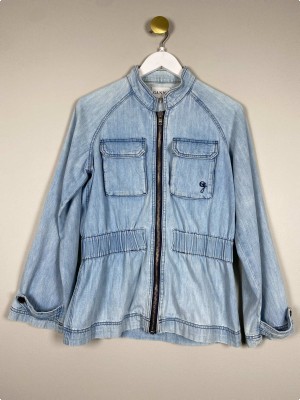 Ganni str. 34 <br/> denimjakke med elastik i taljen