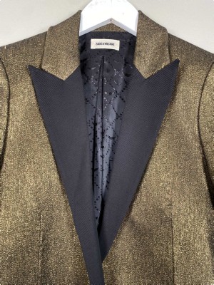 Zadig & Voltaire styr. XS <br/> guld-bronce blazer med sort revers