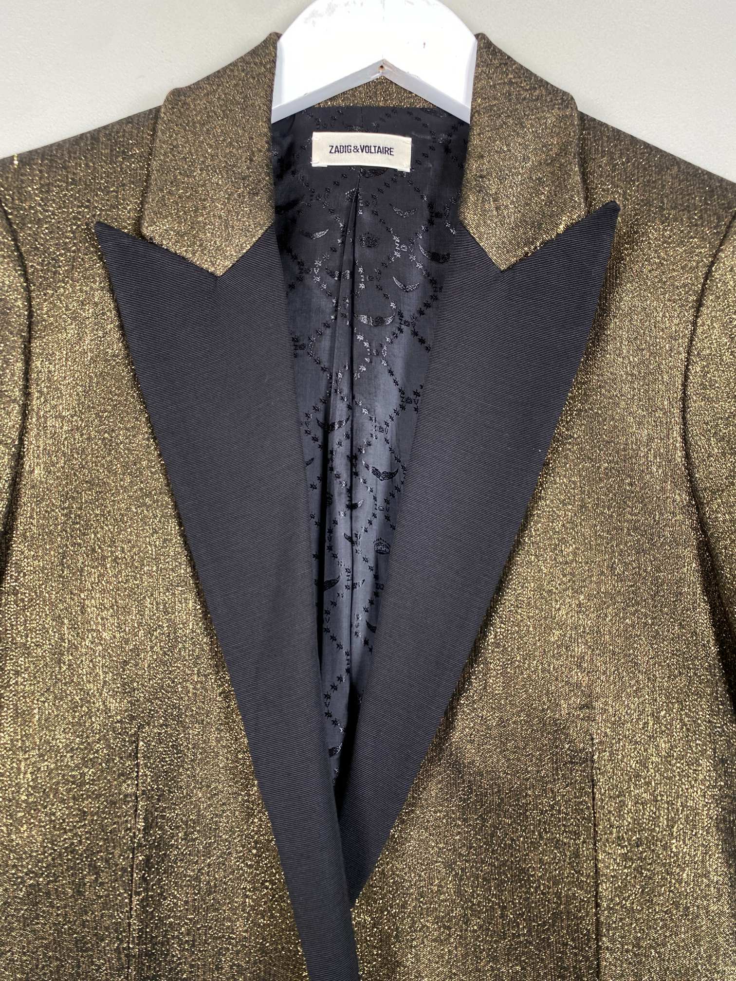 Zadig & Voltaire styr. XS <br/> guld-bronce blazer med sort revers - Billede 2