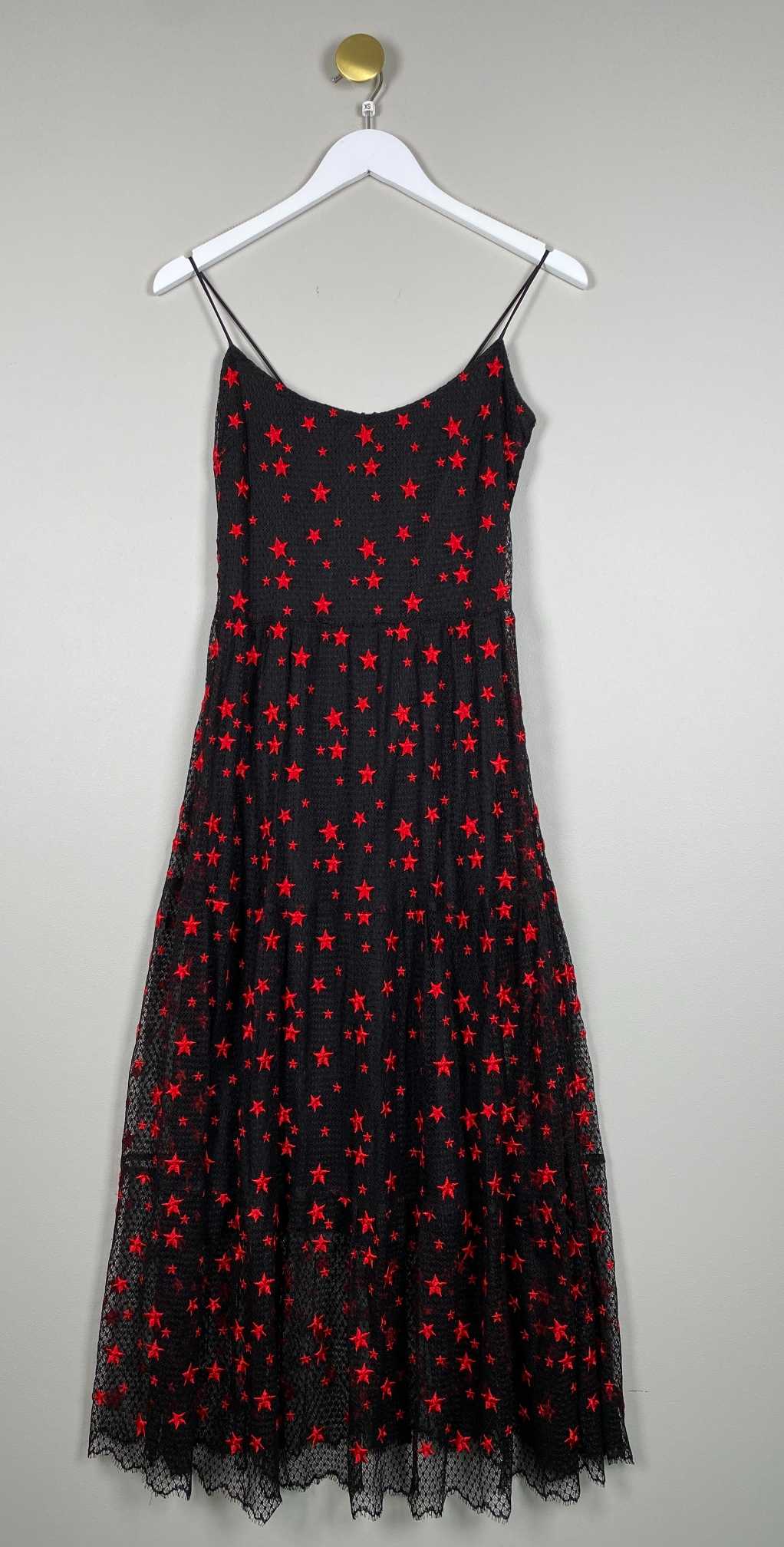 Elsa Adams str. XS <br/> sort kjole med røde stjerner
