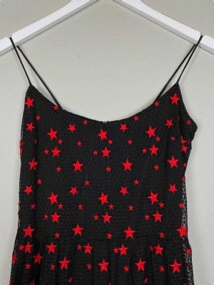 Elsa Adams str. XS <br/> sort kjole med røde stjerner