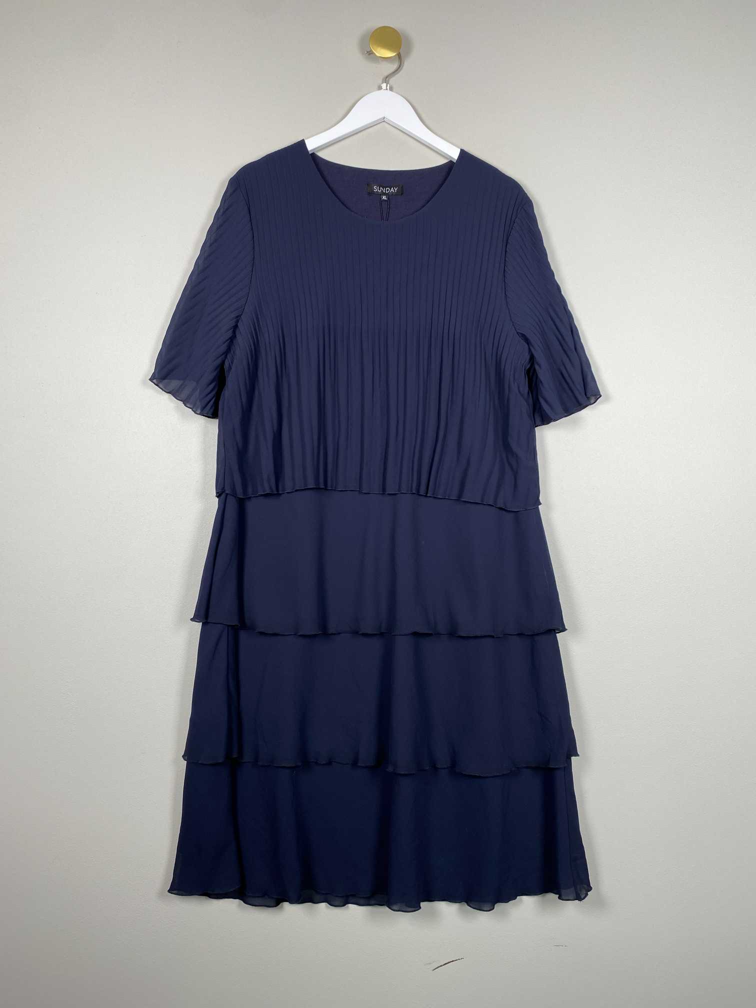 Sunday str. XL <br/> blå chiffon kjole