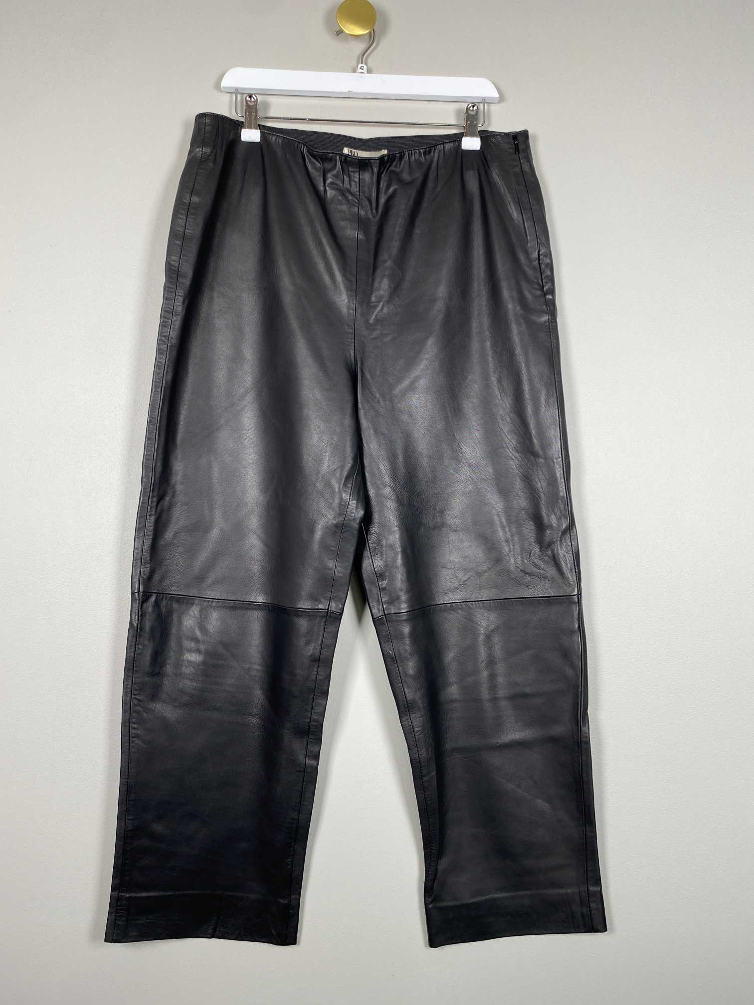 PBO str. 42 <br/> sorte bukser i lammeskind