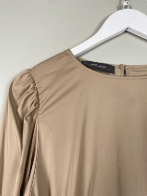 Mos Mosh str. XL <br/> brun bluse med stretch