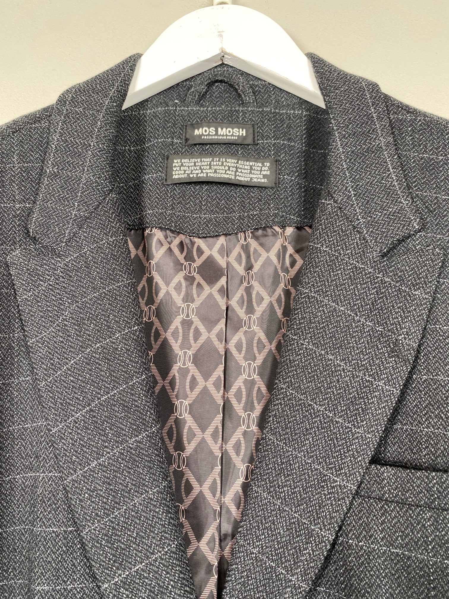 Mos Mosh str. 42 <br/> gråblå blazer med tern - Billede 2