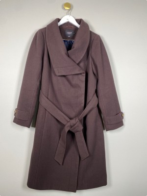 Soaked str. XL <br/> lang brun uldfrakke