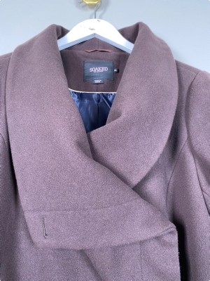 Soaked str. XL <br/> lang brun uldfrakke