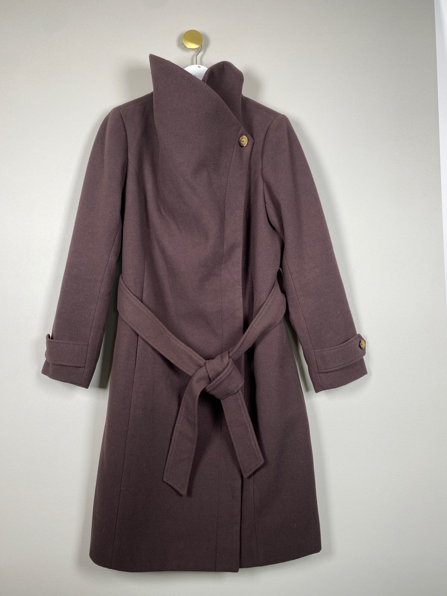 Soaked str. XL <br/> lang brun uldfrakke - Billede 4