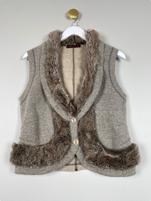Wearhouse str. L <br/> brun vest med pelskant