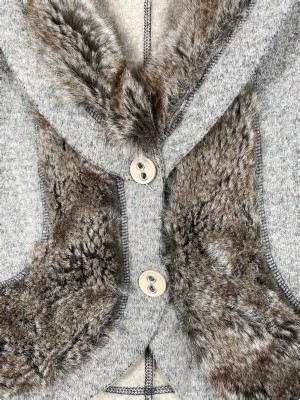 Wearhouse str. L <br/> brun vest med pelskant