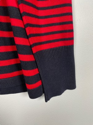 Betty Barclay str. M <br/> sort og rød stribet bluse