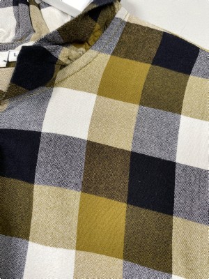 Masai str. L <br/> Olivengrøn sort offwhite ternet skjorte