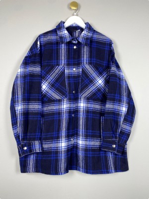 Skovmandsskjorte str. L <br/> Blåternet med lommer