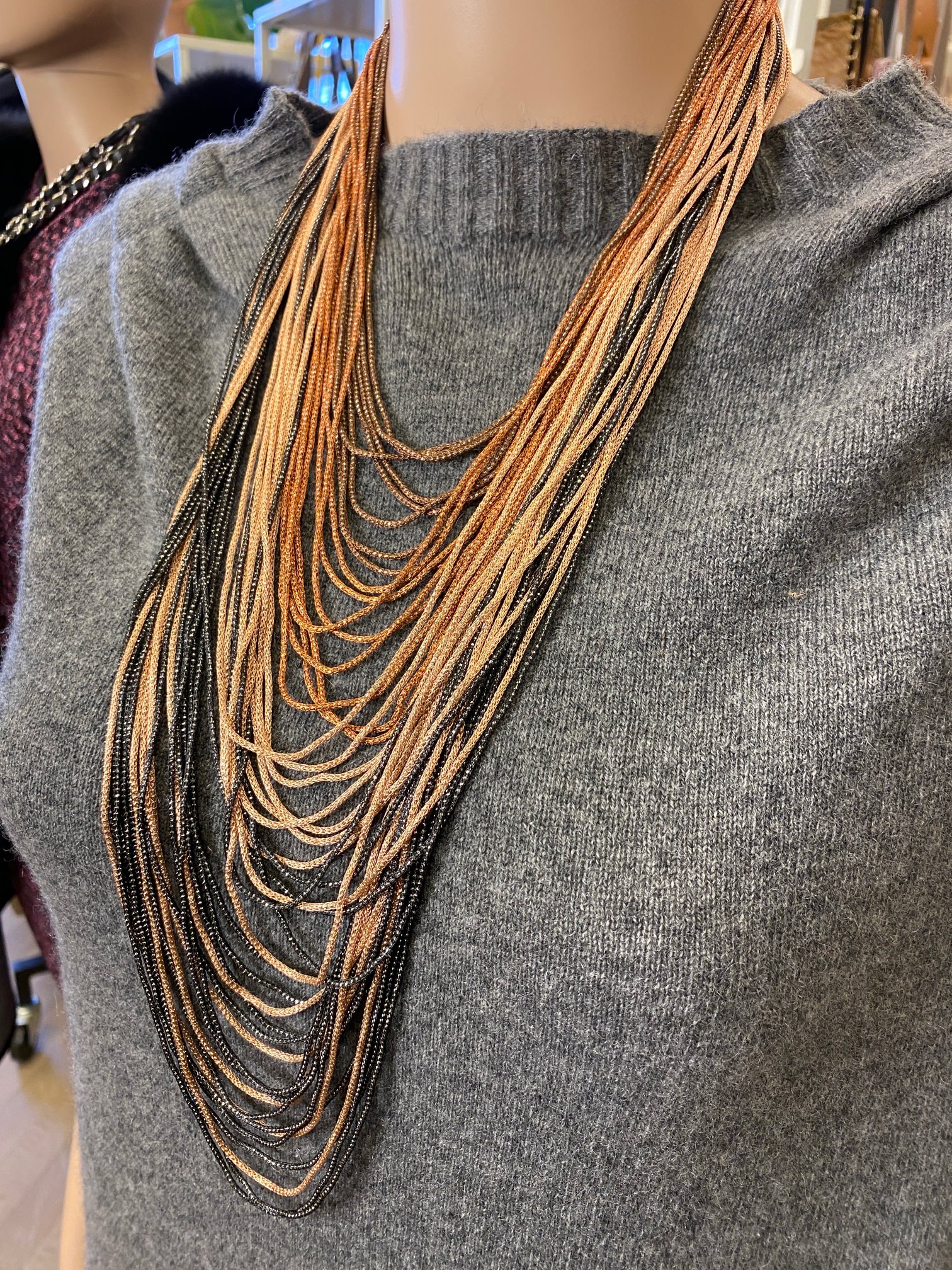 Perlekæde af glasperler i kobberbrune nuancer - Billede 3