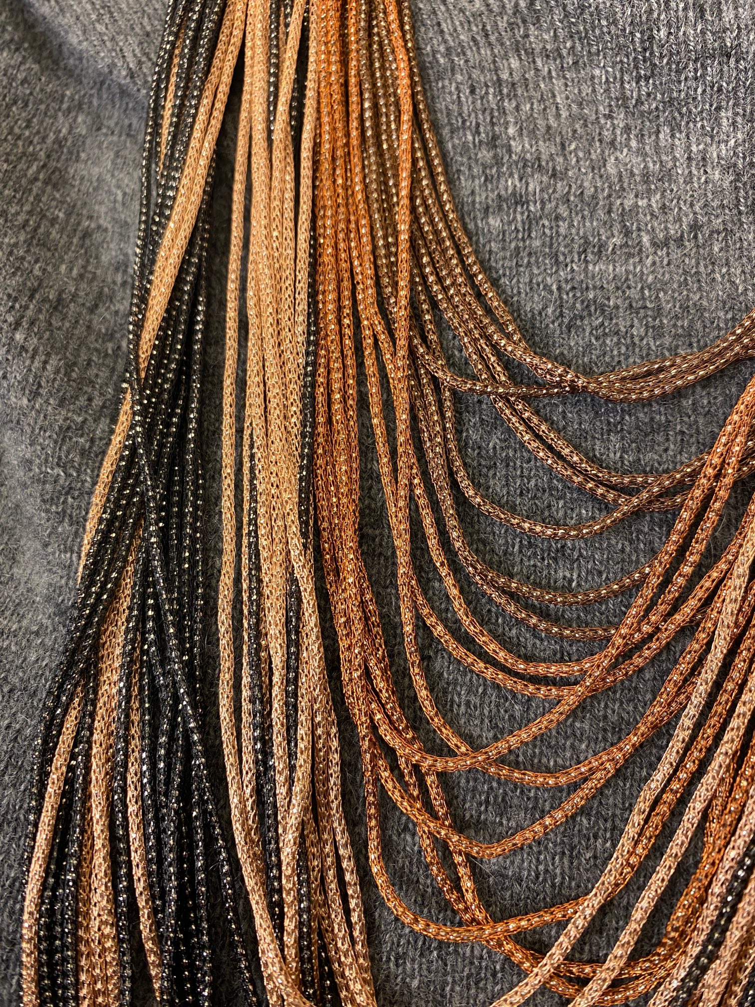 Perlekæde af glasperler i kobberbrune nuancer - Billede 2