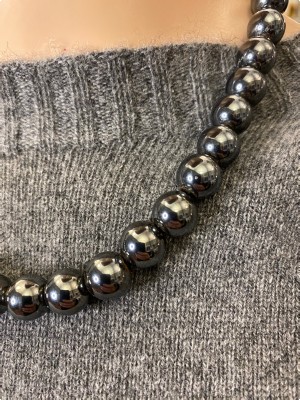 Perlekæde i sort antracit blank perle