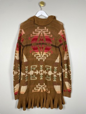 Ralph Lauren str. s-m <br/> brun strik cardigan med mønster